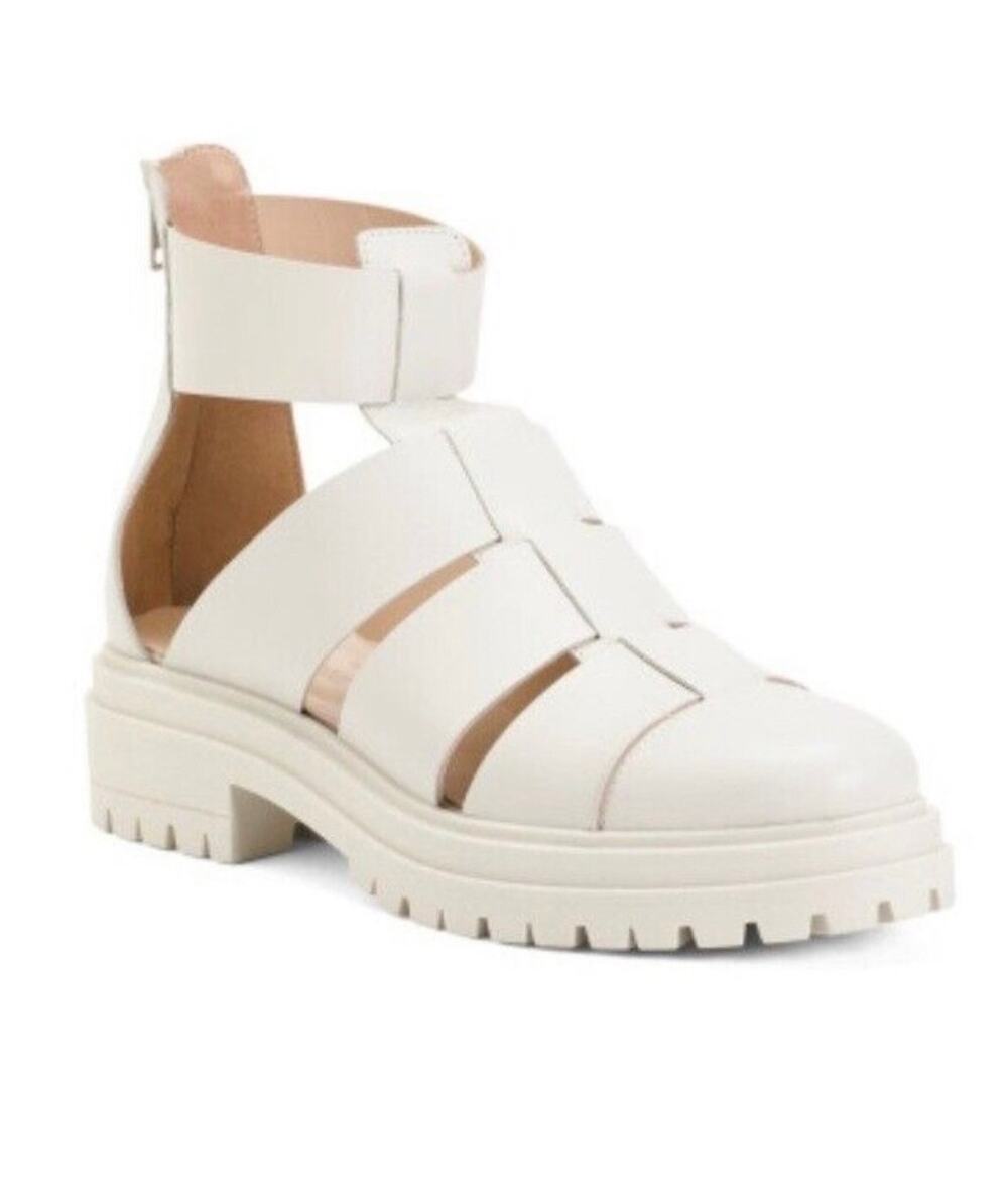 NAPOLEONI Lug sole sandal bootie Cream Size 39
